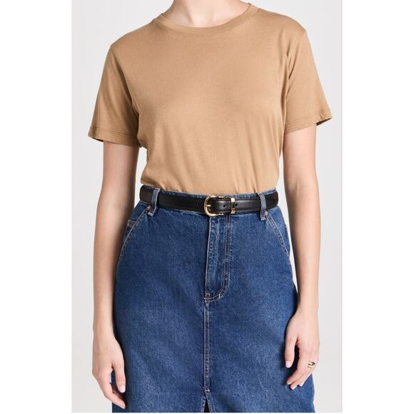 Nili Lotan Women's Calfskin Leather Louise Belt Brass Buckle Black Size 85 NWT - Picture 1 of 12